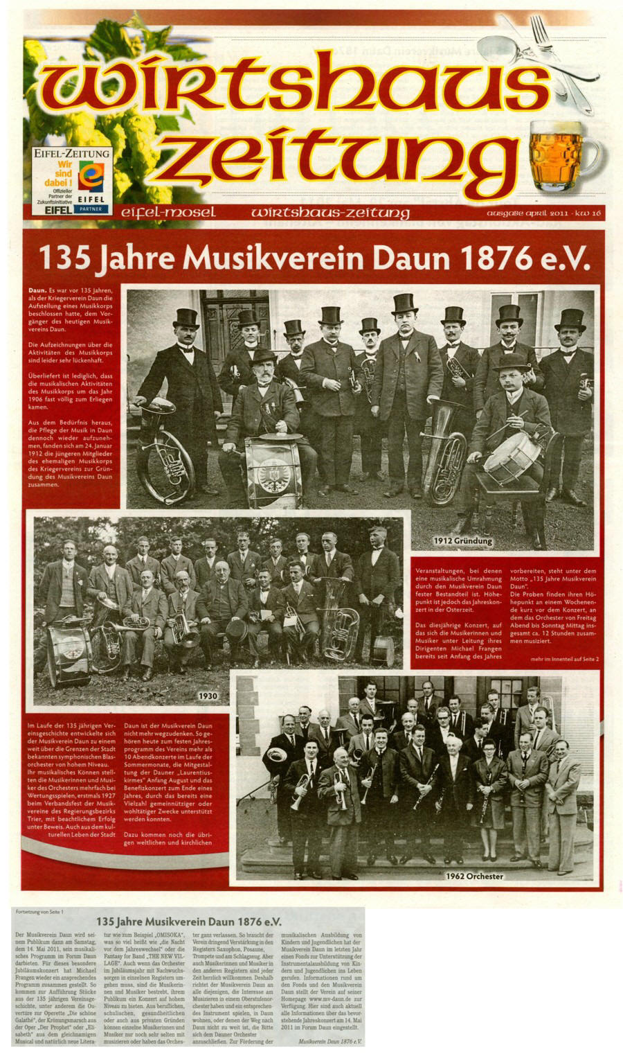Vorank�ndigung der Eifelzeitung, 16. KW 2011